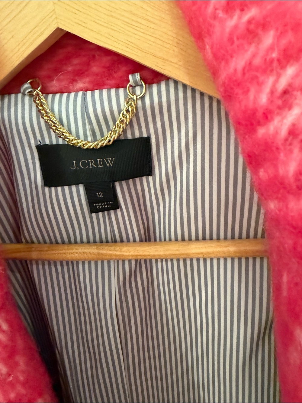J.Crew Bright Pink Herringbone Wool Double-Breasted Lady Jacket/Blazer - Picture 4 of 6